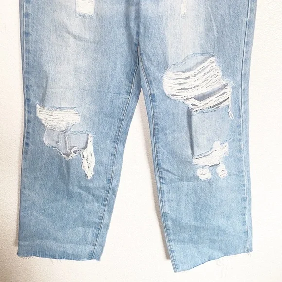 Parker Jeans Light Wash Distressed 100% Algodon High Rise Wide Leg Jeans - Picture 3 of 12